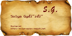 Solya Győző névjegykártya